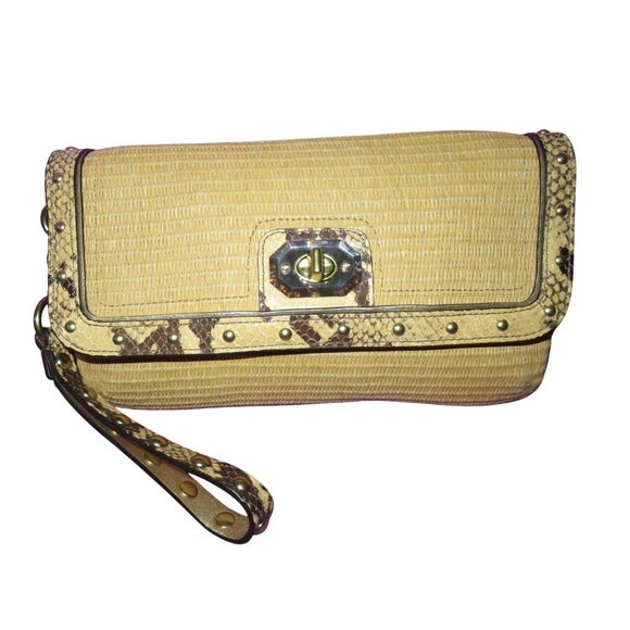 COACH Natalie Straw cultch with Python Embossed Leather trim - Picture 11 of 13